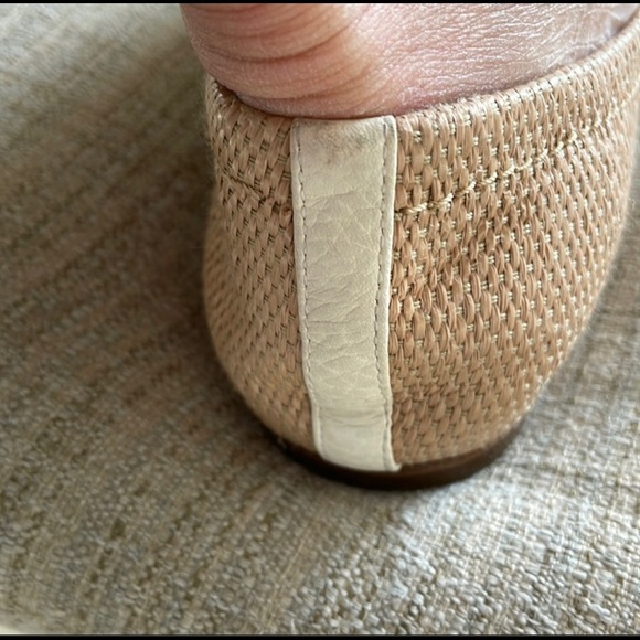 SOLD Tory Burch Carita Raffia Straw Leather Flat Shoes! 💙💚 - Picture 5 of 11